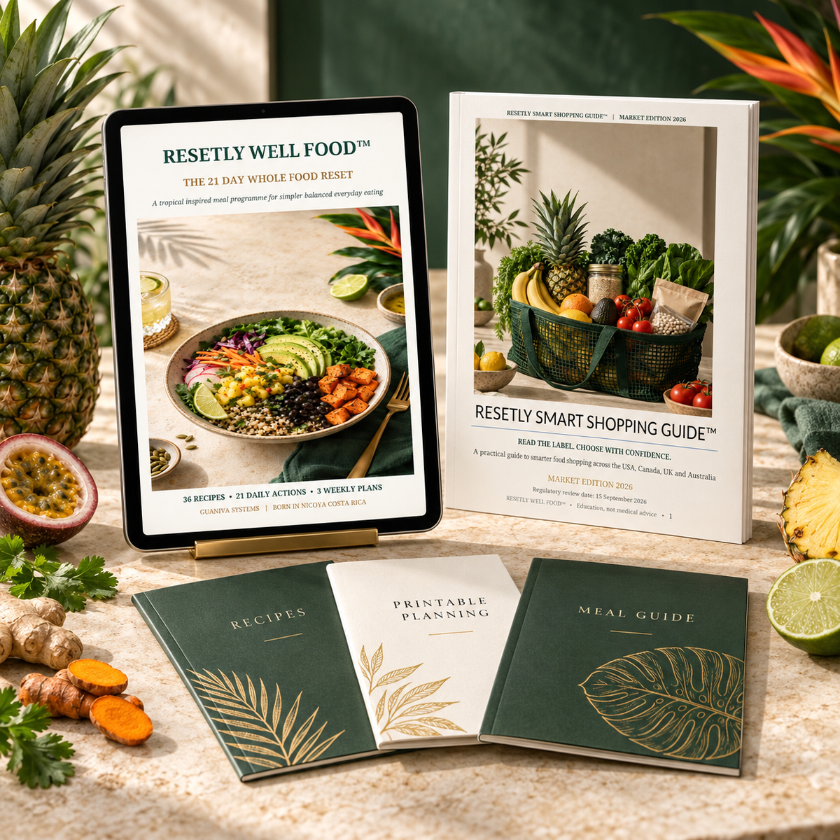 RESETLY WELL FOOD complete 21-day digital system with recipe, planning and smart shopping guides
