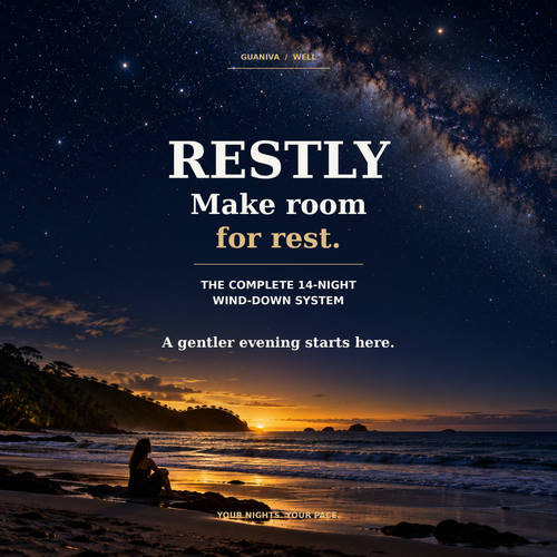 RESTLY — The Complete 14-Night Wind-Down System. Make room for rest under a starry sky.